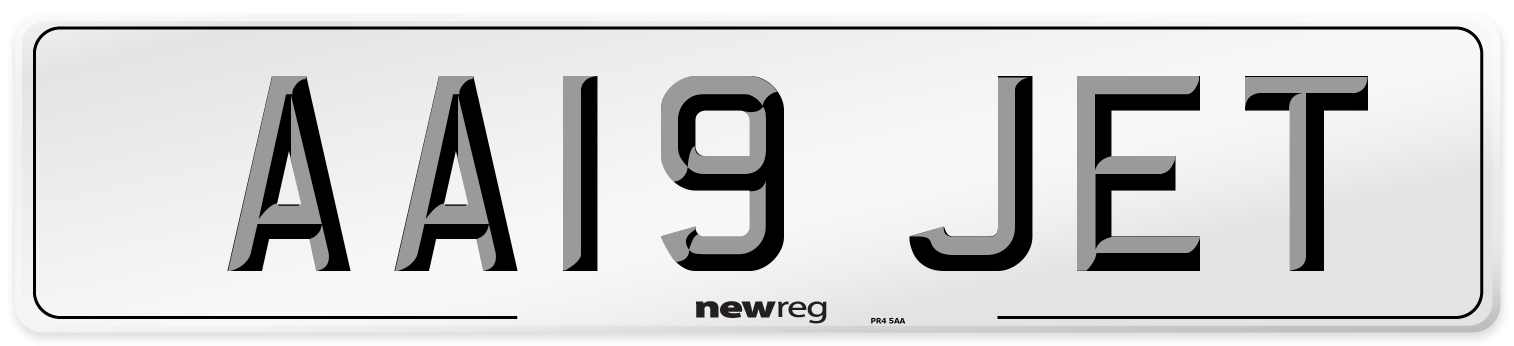 AA19 JET Number Plate from New Reg